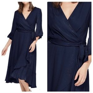 Size 8 Gal Meet Glam Jennifer Shimmer Satin Navy Dress NWT